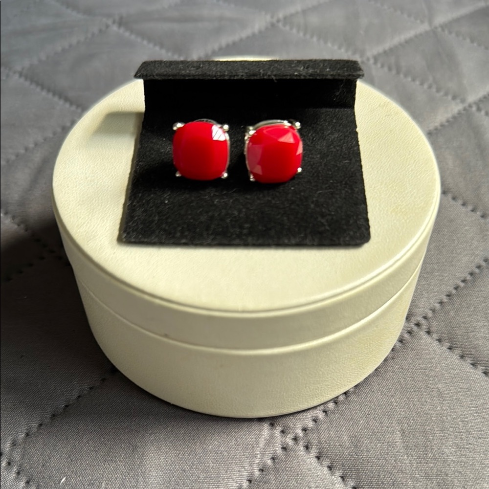 🥰Elegant Monet Red Square-Cut Gemstone Earrings